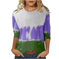 Scyoekwg majice za žene za žene Ljetni trendy Casual okrugli vrat Ispis tunika Košulje Comfy Soft Loase