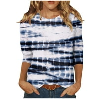 Ljetni vrhovi Ženska modna casual rukav gradijentna pruga print tiskani o o-vrat pulover majica