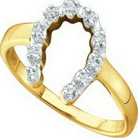 Veličina - - Čvrsta 10k žuti zlatni okrugli bijeli dijamant Micro Pave set potkove modni prsten
