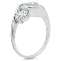 3. CT okrugli rez Clear Simulirani dijamant 14k bijelo zlato Graviranje izveštavanja Godišnjica Angažovanja vjenčanja Trobotna prstena veličine 7,75