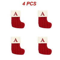 1 ~ poklon torba Abeceda slova Božićne pletenje čarape božićne čarape kreativni crveni pahuljica božićna