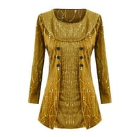 SKPBlutn Ženske košulje Zimseni jesen Ležerne prilike Komfizirani patchwork patchwork ovratnik dva okrugla dekolte dugi rukav plus veličine T-majice Zlato m