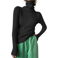 Miayilima Plus-size Ženska haljina Ženska turtleneck rebrasti pleteni džemper tip palca rupa dugi rukav