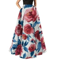 Ljetne haljine za ženski boemska cvjetna suknja za printu s visokim strukom Džepna duga suknja Ljetne