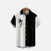 Vivianyo HD muški ljetni kratki rukav vrhovi čišćenje muški ljetni modni modni havajski majica kratkih rukava Rollbacks crna