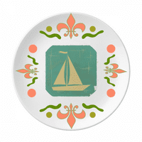 Sportska ilustracija jedrenja Plava uzorak cvijeća keramika ploča tabela posuđa za večeru