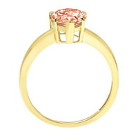 1.0ct kruška rez crveni simulirani dijamant 14k žuto zlato ugraviranje izjava bridalna godišnjica angažman