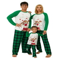 Porodica Karuedoo podudaranje božićne pidžame setovi dugih rukava Elk tisak za ispis + plaćene hlače