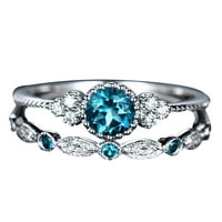 Yebay Set Angažman vjenčanih žena rhinestone inlaid slaganje nakita prstena svijetloplava plava