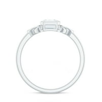 Emerald Cut Solitaire Moissite Celtic Knot zaručni prsten, srebrna u srebru, SAD 6,00