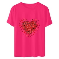 Valentinen košulja za žene Ljubav Srce Ispis Grafički tee Tors kratkih rukava Majice Summer Tops Crewneck