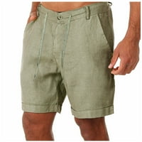ToyFunny modni muškarci pamučne posteljine casual pantalone gumbi za spajanje pojačanih džepova kratke