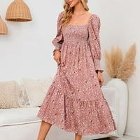 Ljetne haljine za prodaju za žene za žene s dugim rukavima za tisak cvjetni uzorak šifonska haljina