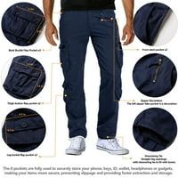 Muške teretne pantalone sa džepovima pamučne pantalone za teret, plava 32x31