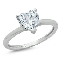 2. CT Briljantno srce Clear Simulirani dijamant 18k bijeli zlatni pasijans prsten sz 6.25