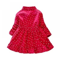 Dječja djevojka haljina s dugim rukavima, TODDLER DOT suknja Ležerne prilike sandurss slatka odjeća odjeća, crvena