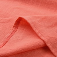 Ženske plus veličine pamučne posteljine ljetne casual obične majice u boji majice Moda labava fit tankih
