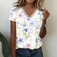 Žene ljetne vrhove moda i casual plus size za bluzu za bluzu kratkih rukava majica ljetne čipke vrhove