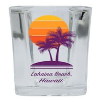 Lahaina plaža Suvenir Square Shot Glass Palm Design 4-pakovanje