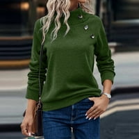 Yubatuo ženska casual moda Solid Boja pulover s dugim rukavima pola visokog vrata dugih vrata za žene zelena XL