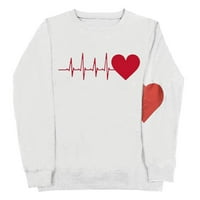Pad džemperi za žene trendy valentines egg srce print dugih rukava s dugim rukavima labavi fit crewneck