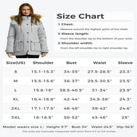 Želite ženska zimska jakna za zimske jakne izolirane zimske kapute puffer kaput sivkasto bijeli xl