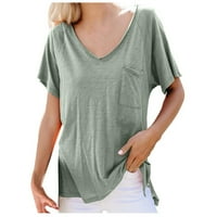 Košulje s kratkim rukavima Žene Ljetne vrhove Dressy Casual majice kratkih rukava V izrez Puno boje
