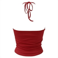 Vedolay casual vrhovi za žene ženske V-izrez za prapne tenkovi labave haljine bez rukava bluze, crveni