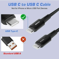 Urban USB C do USB C kabel 10ft 100W, USB 2. TIP CABLE CABLE Brzi naboj za Samsung Galaxy A71, iPad