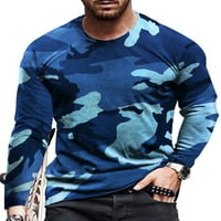 Nizini muški vrhovi majica majica majica s dugim rukavima slim fit bluza crew vrat pulover plavi xl