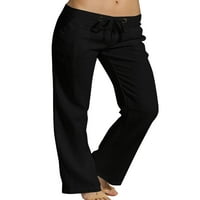 Paille Women Lounge Pant Ravne hlače za noge Srednje struk dno Osnovne ljetne pantalone Black XL