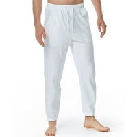 Honeeladyy muške posteljine hlače Ležerne prilike labave lagane vučne elastične struk ljetne hlače na