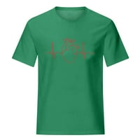 USMIXI ženske košulje Crewneck kratki rukav EKG Ispis ljeto slatka vrhova doba sestra udobne prozračne osnovne simpatične bluze zeleni XL klirens ispod 5 dolara