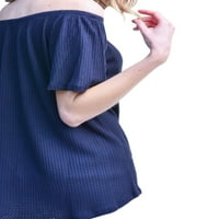 Prednjeg swwalk dame s ramena kravata na vrhu košulje kratkih rukava casual majice majice Žene pune boje labave bluze