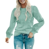 Ženski džemper u entuinea Batwing bočni rukav s rebrastim pletenim pletenim pulover džemper vrhom zelenog