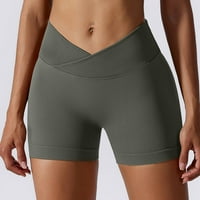 Ženske kratke hlače Istezanje visokog struka Trčanje teretane Yoga Hlače Solidne boje Sportski elastični