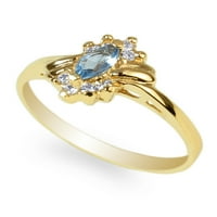 Dame žuto pozlaćeno 0,3ct aquamarine marquise cz modna prstena veličine 4-10