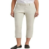 Beiwei žene Capri hlače elastični struk čvrste boje u boji Redovna fit pantalona ravna noga olovka za