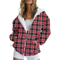 Duksevi za žensku modnu jesen Ispisan povremeni džep jakna s dugim rukavima Slatka vučna kapuljača sa kapuljačom s kapuljačom dukserice veličine l