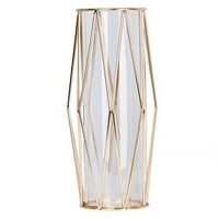 Jednostavna zlatna staklena vaza sa vanjskom željeznom policom, Nordic Art Vase Hydroponic Biljna cvijeta Vaza Glass Test Tube za modernog domaćeg dekora 28 * Zlato
