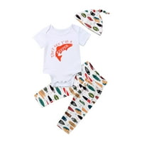 Canrulo Newborn Baby Boy odjeća Ljetne rumenske kombinente + hlače za nogavice za riblje odijelo postavljeno