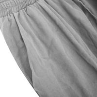 Žene pune dužine hlače za zatvaranje čvrstog sportova casual leisure bib hlače coverall pamučne posteljine