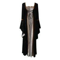 Wozhidaoke haljine za žene Vintage Celtic Podna duljina renesansne gotičke haljine Ženske oblače crne