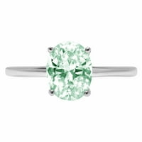 2.0ct ovalni rez zeleni simulirani dijamant 14k bijeli zlatni godišnjički angažman prsten veličine 8