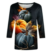 Dressy bundeve tiskane sa labavim tuničkim majicama Crew Crw Compy Casual Halloween Bluze za dame Multicolor