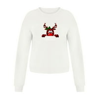 Cuekondy dukserica za žene božićne grafike casual okrugli vrat pulover lagane majice lagani ženski vrhovi