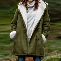 kaput za žene Zimske plus veličine Solid plus baršunasti kaput dugi rukav rukav džepni kaput Ženske