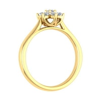 Carat Clower u obliku cvijeta Cluster Prong Diamond Ring Band u 14k Yellow Gold - IGI CERT