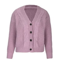 Hueook Dukseteri za žene plus veličine V-izrez Solid Boja dugih rukava modni ležerni pleteni pulover
