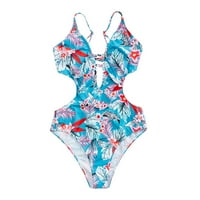 Ženski jednodijelni kupaći kostimi Modne žene Ispiši casual bikini set jednodijelni kupaći kostim bikini kupaći kostimi plavi s